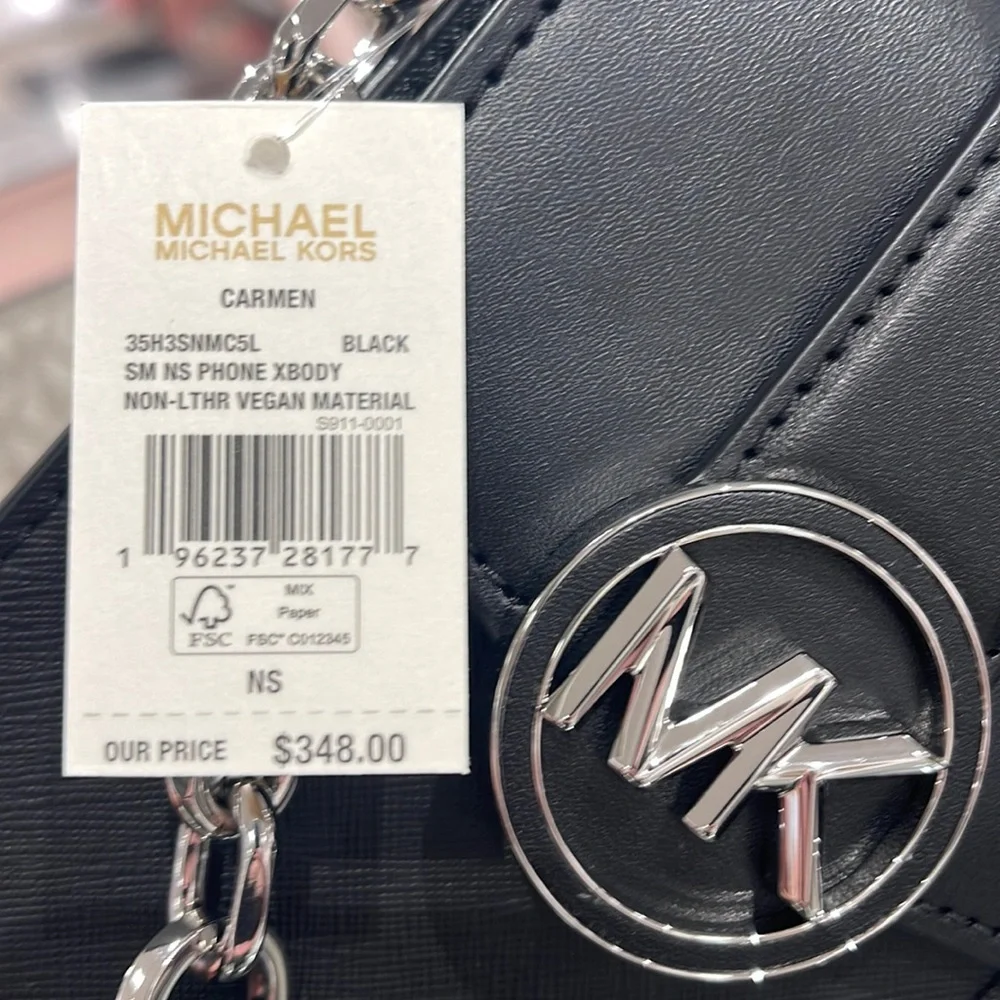 Michael Kors Carmen Small Logo Smartphone Crossbody Bag  Black  NWT